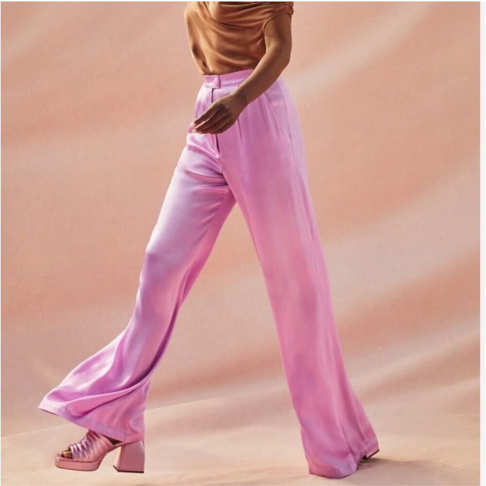 Corey Lynn Calter Pants Size Large Anthropologie Petra Trousers Wide Leg Lilac - Picture 3 of 16